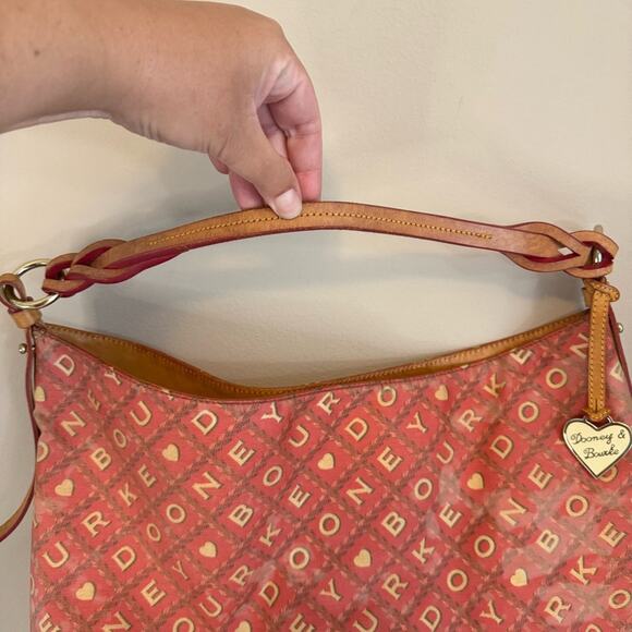 Dooney & Bourke Red Heart Logo Canvas Hobo Shoulder Bag – Vintage Valentine’s - Picture 5 of 16